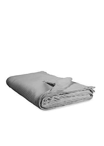 Elite Home 108 x 90 Inch 100 Percent Organic Cotton Throw Blanket with Diagonal Herringbone Weave for Couch, Sofa, or Bed, King, Oyster