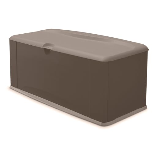 Rubbermaid Extra Large Resin Weather Resistant Outdoor Storage Deck Box, 120 Gal., Putty/Canteen Brown, for Garden/Backyard/Home/Pool
