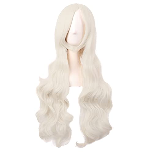 MapofBeauty 32 Inch/80 cm Long Hair Spiral Side Bangs Curly Cosplay Costume Synthetic Wig (Platinum Blonde)