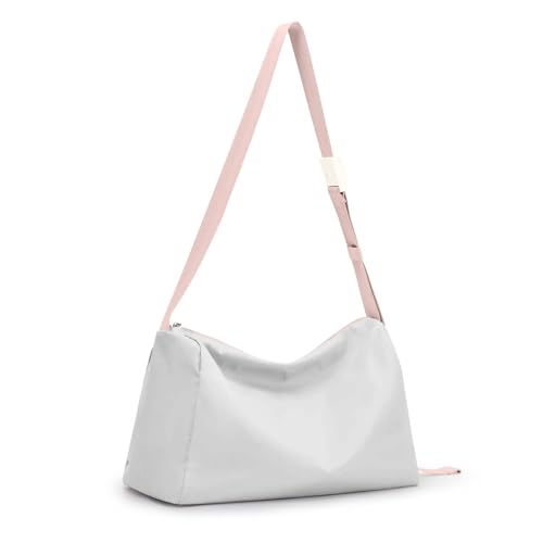 Small Gym Bag Women,Sport Bags Girls Boys Swim Bags Workout Bag Dance Bag Overnight Weekender Bags with Wet Pocket Mini Cute Lightweight Duffle Bag for Women Men Grey with Pink