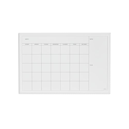 U Brands Magnetic Dry Erase Calendar Board, 30'x20', White Wood Style Frame, Includes Magnets