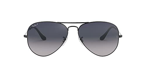Ray-Ban RB3025 Classic Aviator Sunglasses, Gunmetal/Polarized Blue Gradient Grey, 58 mm