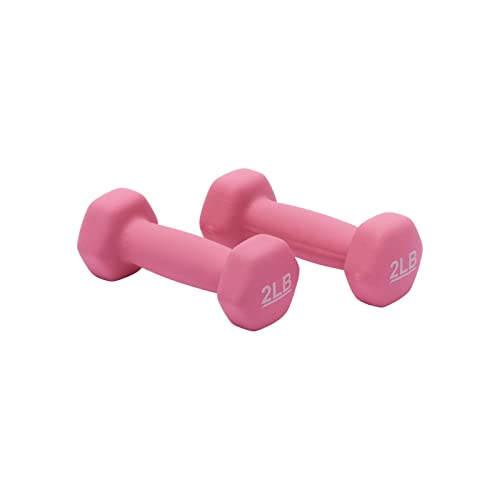 Amazon Basics Neoprene Coated Dumbbell Hand Weight Set, 2 Pounds, 4 lb, Set of 2, Pink