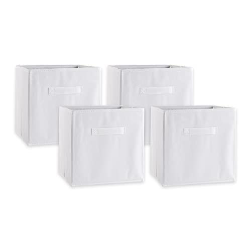 DII Non Woven Fabric Storage Bin Collection Collapsible Organizer Cube, Large Set, 11x11x11, White, 4 Count