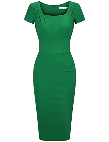 MUXXN Women's Casual Family Gathering Dresses BBW Plus Size Flattering Bodycon Dress (Green XL)