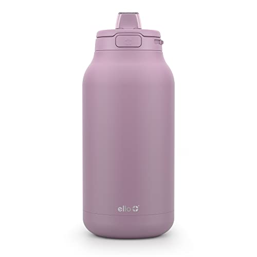 Ello Hydra 64oz Half Gallon Vacuum Insulated Stainless Steel Jug with Locking, Leak-Proof Lid and Soft Silicone Straw, Metal Reusable Water Bottle, Keeps Cold All Day, Mauve