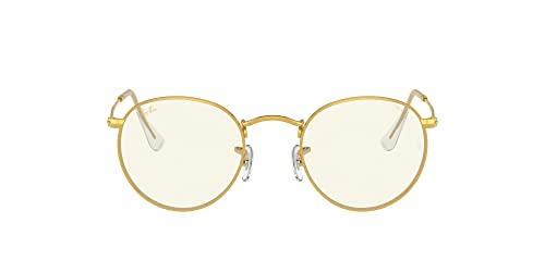 Ray-Ban RB3447 Round Metal Polarized Glasses, Legend Gold/Clear to Grey Photochromic Blue Light Filtering, 47 mm