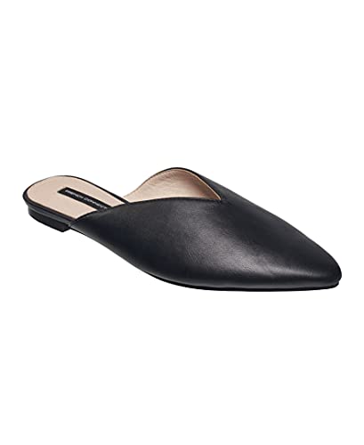 French Connection Flat Mules for Women, Pointed Toe, Black, 6