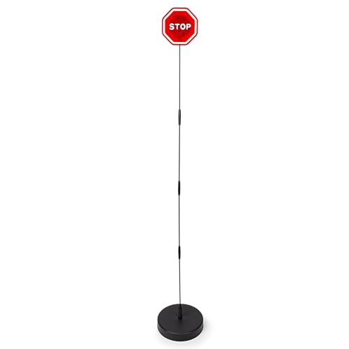 VaygWay LED Flashing Stop Sign Parking Assistant for Garage– 7” Large Bright Red Sign, Adjustable Height- Garage Warning Car Stop Indicator Sensors for Vehicles- Bumper Guard for Driveaway