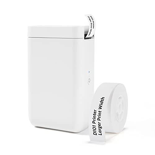 NIIMBOT D101 Label Makers with 1 Roll 0.47''x1.57'' Tape, Portable Smart Sticker Printer for Home Office School Use, Mobile Phone Editable, Adjustable Print Width 0.5 to 1 Inch, White