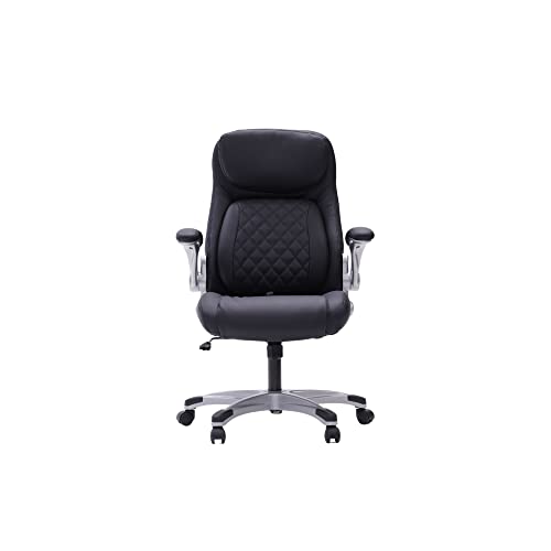 Nouhaus +Posture Ergonomic PU Leather Office Chair. Click5 Lumbar Support with FlipAdjust Armrests. Modern Executive Chair and Computer Desk Chair (Black)
