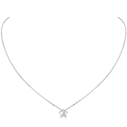 ChicSilver Women Star Necklace 925 Sterling Silver Small Star Pendant Necklace Dainty Simple Charm Necklace Jewelry Gift, 16’’