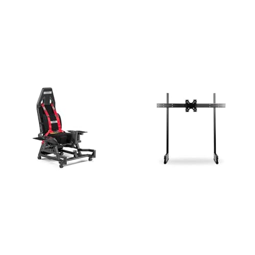 Next Level Racing Flight Seat Pro (NLR-S033) and Elite Freestanding Single Monitor Stand Carbon Grey (NLR-E005) Flight Simulation Bundle