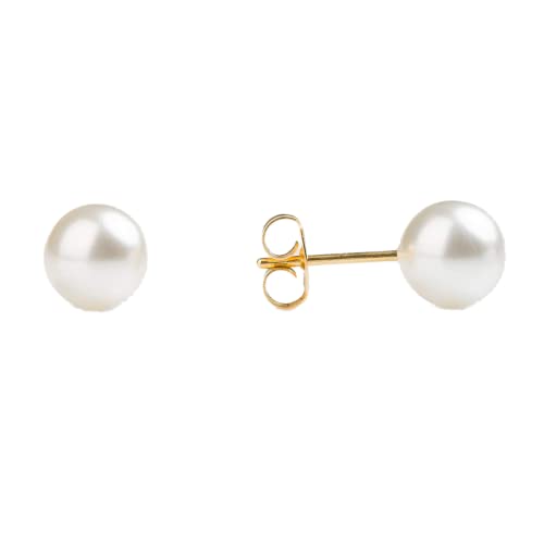 STUDEX Sensitive White Pearl Stud Earrings 7mm | Hypoallergenic and Nickel Safe for Sensitive Ears | Gold Plated Posts | High Fashion Earrings for Women and Men-PR-677-S