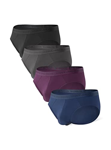 DAVID ARCHY Men's Briefs Micro Modal Underwear Comfort Soft Dual Pouch Briefs for Men 4 Pack (M, Black/Navy Blue/Dark Gray/Wine)