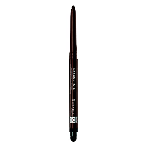 Rimmel London Exaggerate Waterproof Eye Definer Eyeliner, Highly Pigmented, Long-Wearing, Built-In Smudger, 212, Rich Brown, 0.01oz