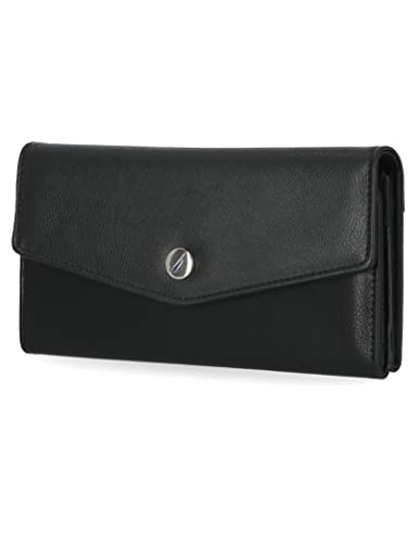 Nautica Money Manager RFID Women’s Wallet Clutch Organizer (Black (V-Flap)