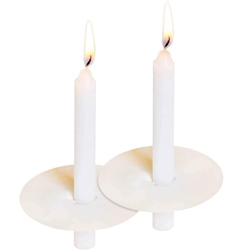 Church Candles with Drip Protectors, Box of 50 Candles, Devotional Candlelight Vigil Service Taper Candles, Smokeless,Unscented White 5' X 1/2'