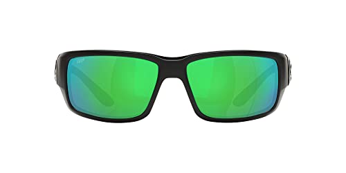 Costa Del Mar Men's Fantail Polarized Rectangular Sunglasses, Blackout/Copper Green Mirrored Polarized-580P, 59 mm