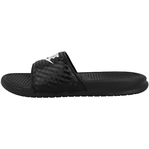 Nike Women's Benassi Just Do It Sandal, Black/White, 10 Regular US