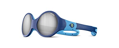 Julbo Loop M Youth Sunglasses, Blue/Turquoise Frame - Spectron 4 Smoke Lens w/Silver Mirror, Medium (1-3 Years)