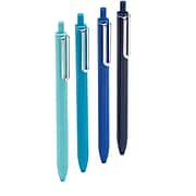 Poppin Luxe Gel Pen, Retractable, Fine 0.7 Mm, Blue Ink, Assorted Barrel Colors, 4/Pack