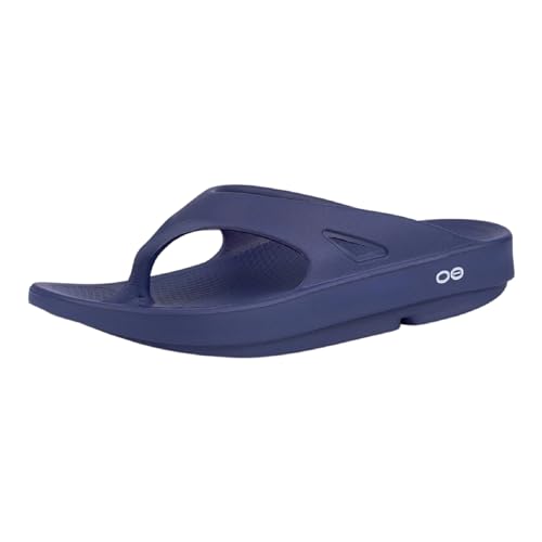 OOFOS Unisex Original Thong flip flop , Navy, 8 M US Women / 6 M US Men's