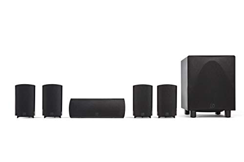 Definitive Technology ProCinema 6D - Compact 5.1 Channel Home Theater Speaker System | 250-Watt Powered Subwoofer Center Channel + 4 Speakers | Sleek Modern Looks Match Any Décor Black