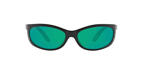 Costa Del Mar Men's Fathom Oval Sunglasses, Matte Black/Polarized Copper Green Mirrored-580P, 61 mm