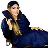 6 Piece Premium Airplane Sleep Travel Kit with blanket, pillow, mask, slippers, ear plugs, and toiletry containers