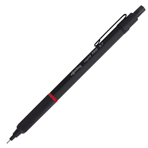 rOtring Rapid Pro Mechanical Pencil | HB 0.7 mm Lead Propelling Pencil | Reduced Lead Breakage | Matte Black Full-Metal Barrel