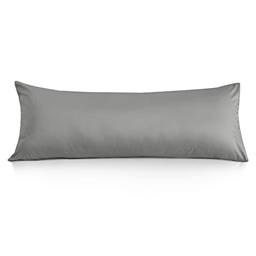 Leeden Body Pillow Cover, 100% Cotton 800 Thread Count 21 * 54 Breathable Long Pillow Protector Case w/No Zipper, Light Grey
