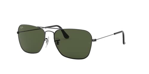 Ray-Ban RB3136 Caravan Square Sunglasses, Gunmetal/G-15 Green, 55 mm