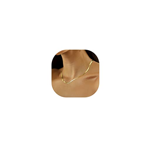 DEARMAY 14K Gold Necklace for Women Dainty Gold Choker Herringbone Necklaces for Women Simple Minimalist Thin Snake Chain Necklace Gold Jewelry for Women Teen Girl Gifts