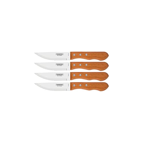 Tramontina 5” Jumbo Steak Knives Set of 4, Sharp Knife with Wooden Handle, ‎Camping, Kitchen, Rustic, 22399079