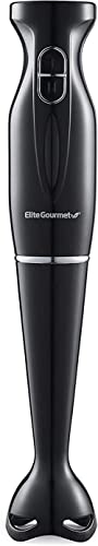 Elite Gourmet EHB1023 Immersion Hand Blender 300 Watts 2 Speed Mixing with Detachable Blades, Detachable Wand Stick Mixer, Smoothies, Baby Food, Soup, Black
