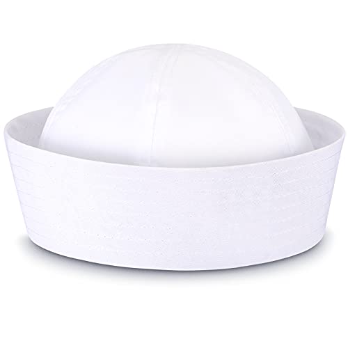 SATINIOR White Sailor Hats Navy Captain Hats Yacht Hat for Teens and Adults Costume, X-Large