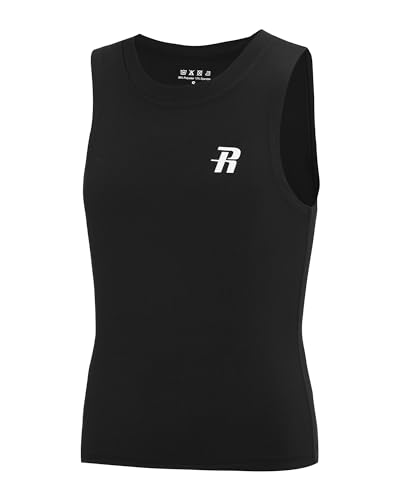 Runhit Boys Compression Tank Top Youth Athletic Quick Dry Base Layer shirt Black L