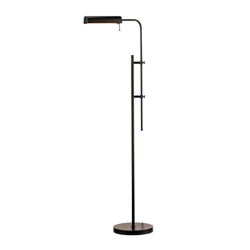 O'Bright Cedric Adjustable Pharmacy Floor Lamp - Industrial Design for Reading, Crafting, Work - 10W LED, Height 45-61 inches - Ideal for Living Room, Bedside, Office - Black
