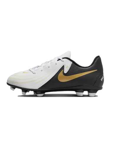 Nike Jr. Phantom GX 2 Club Little/Big Kids' MG Low-Top Soccer Cleats (FJ2600-100, White/Black-MTLC Gold Coin) Size 4