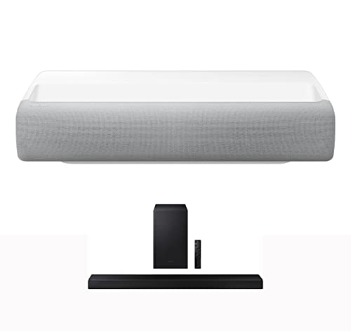 Samsung SP-LSP7T 120' The Premiere 4K Smart Laser Short-Throw Projector with a Samsung HW-A650 3.1CH Soundbar and Subwoofer with DTS Virtual:X (2021)