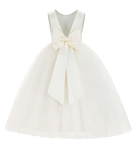 ekidsbridal V-Back Satin Formal Flower Girl Dress Girls Dresses for Wedding Guest 219T 4