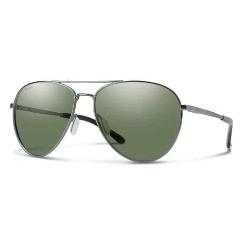 SMITH Layback Lifestyle Sunglasses - Matte Dark Ruthenium | Poliarized Gray Green