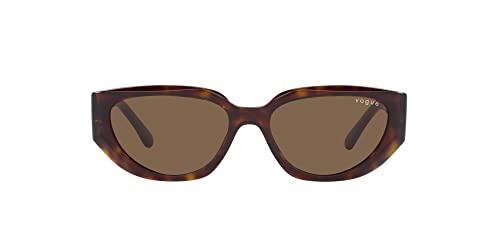 Vogue Eyewear VO5438S Cat Eye Sunglasses, Dark Havana/Dark Brown, 52 mm