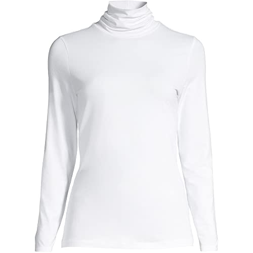 Lands' End Women LWCM Shaped Turtleneck White Regular Medium