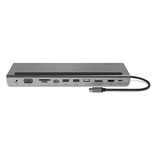 Belkin USB C Hub, 11-in-1 Multi-Port Laptop Dock with 4K HDMI, DP, VGA, USB C Docking Station with 100W Power Delivery, USB A, Gigabit Ethernet, SD, MicroSD, 3.5mm Port For MacBook Pro, Air and More