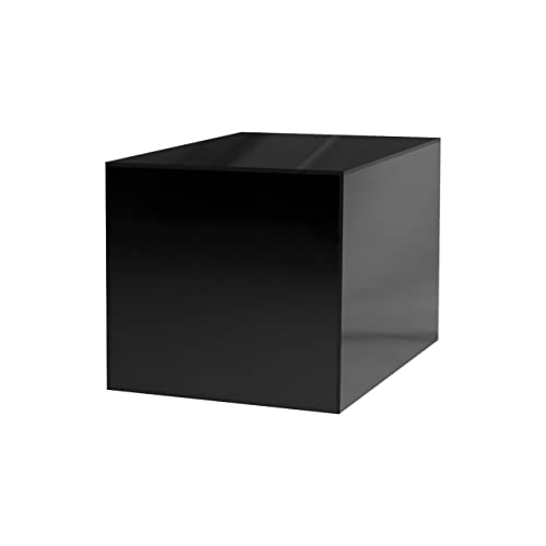Marketing Holders 5 Inch Acrylic Display Riser Box with One Open Side Versatile Glossy Black Square Preassembled Lucite Retail Product Platform or Merchandise Storage Bin