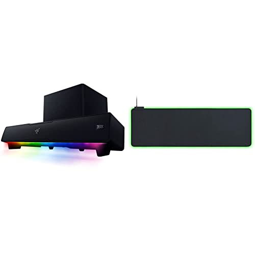 Razer Leviathan V2: Multi-Driver PC Gaming Soundbar with Subwoofer & Goliathus Extended Chroma Gaming Mousepad: Customizable Chroma RGB Lighting - Soft, Cloth Material
