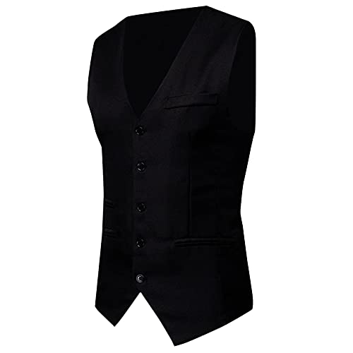 snowshine Mens Suit Vests Formal Business Waistcoat 5 Buttons Slim Fit V Neck Tuxedo Dress Vest for Wedding Party