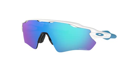 Oakley Men's OO9208 Radar EV Path Rectangular Sunglasses, Polished White Blue/Prizm Sapphire, 38 mm